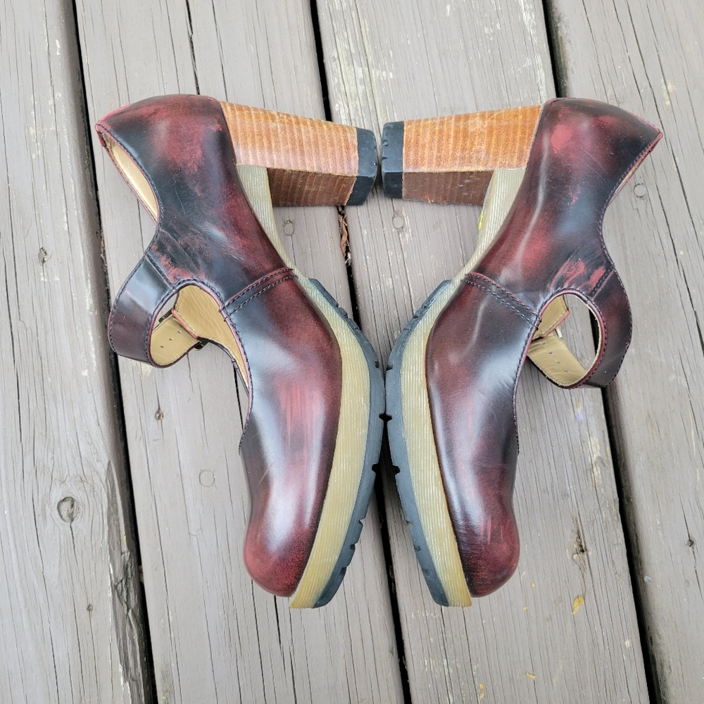 Dr Martens Marlena Oxblood Burgundy Ruboff Distressed Preppy Heeled Mary Jane 10 - Picture 4 of 8